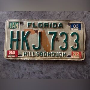 Florida FL 1980’s Hillsborough County Vintage License Plate HKJ 733